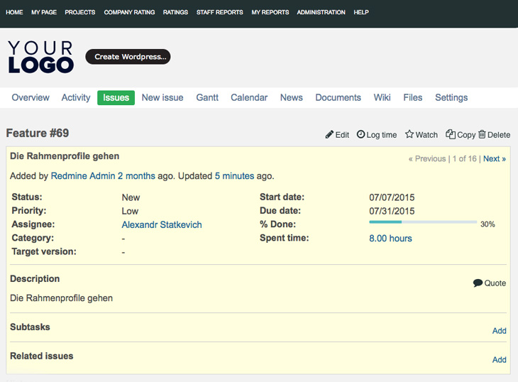 Redmine Earth Thema 